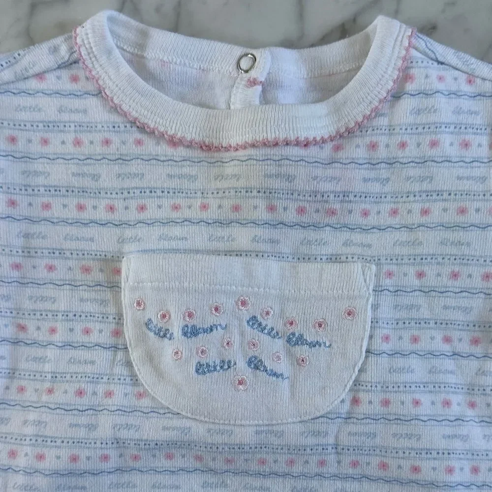 Rainbow Tag Gymboree Newborn Little Bloom Embroidered Footed One-Piece